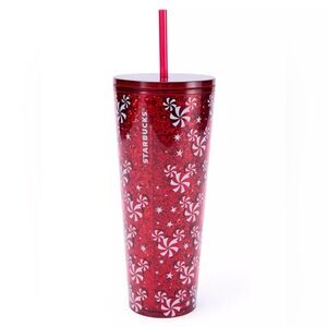 Disney Christmas Mickey Mouse Peppermint Tumbler Starbucks Red White 24 oz